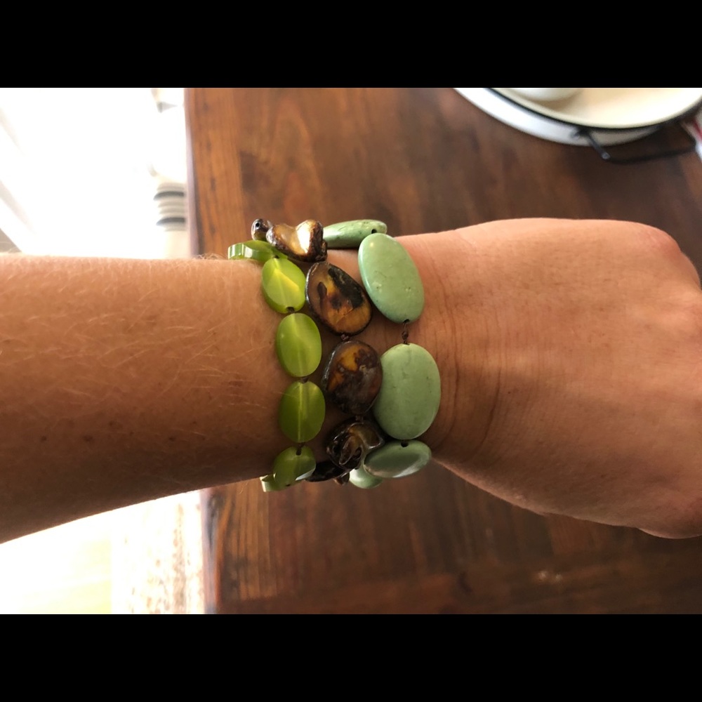 Fossil Leather and Beads Bracelet